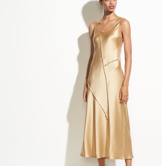 vince raw edge silk skirt